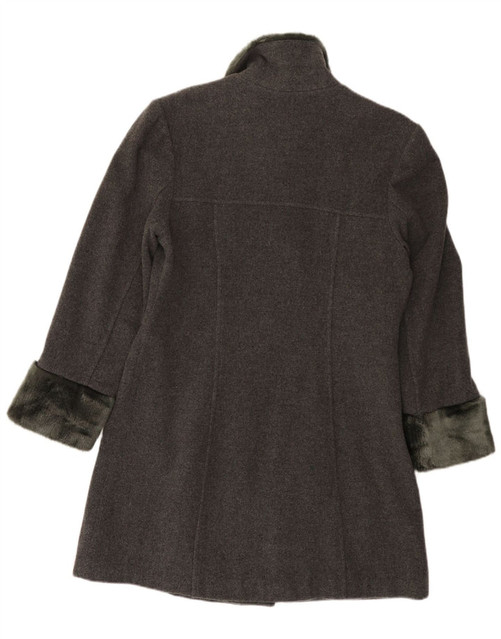 Vintage Damen Zweireihiger Mantel EU 42 Große graue Wolle