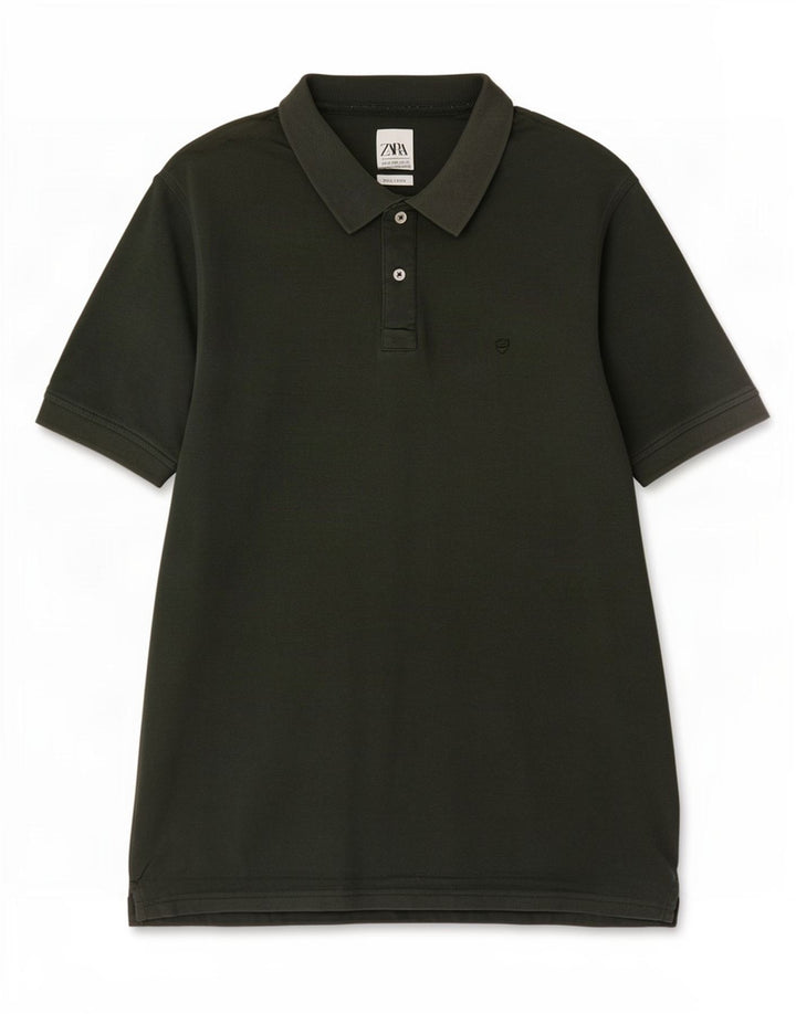 Zara Herren-Poloshirt, große Khaki-Baumwolle