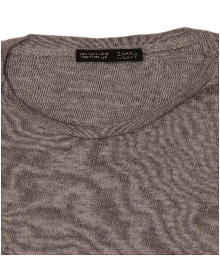 Zara Damen Übergroßes Top Langarm UK 10 Small Grau