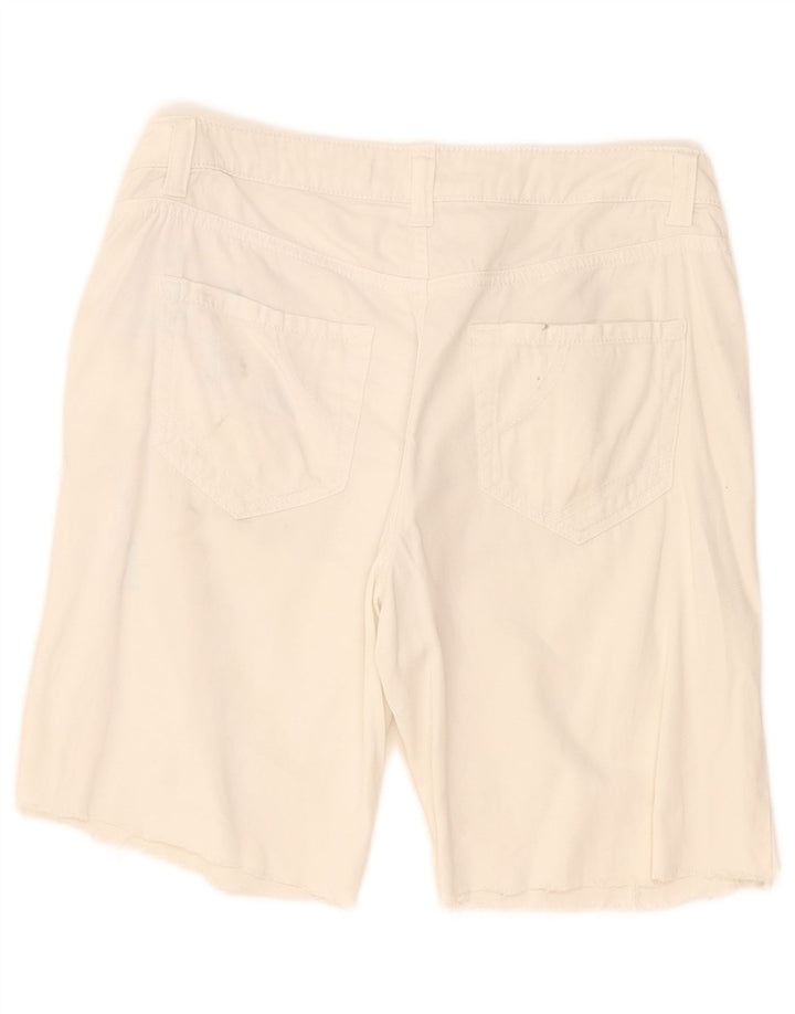 Benetton Damen Freizeitshorts IT 44 Medium W34 Weiße Baumwolle