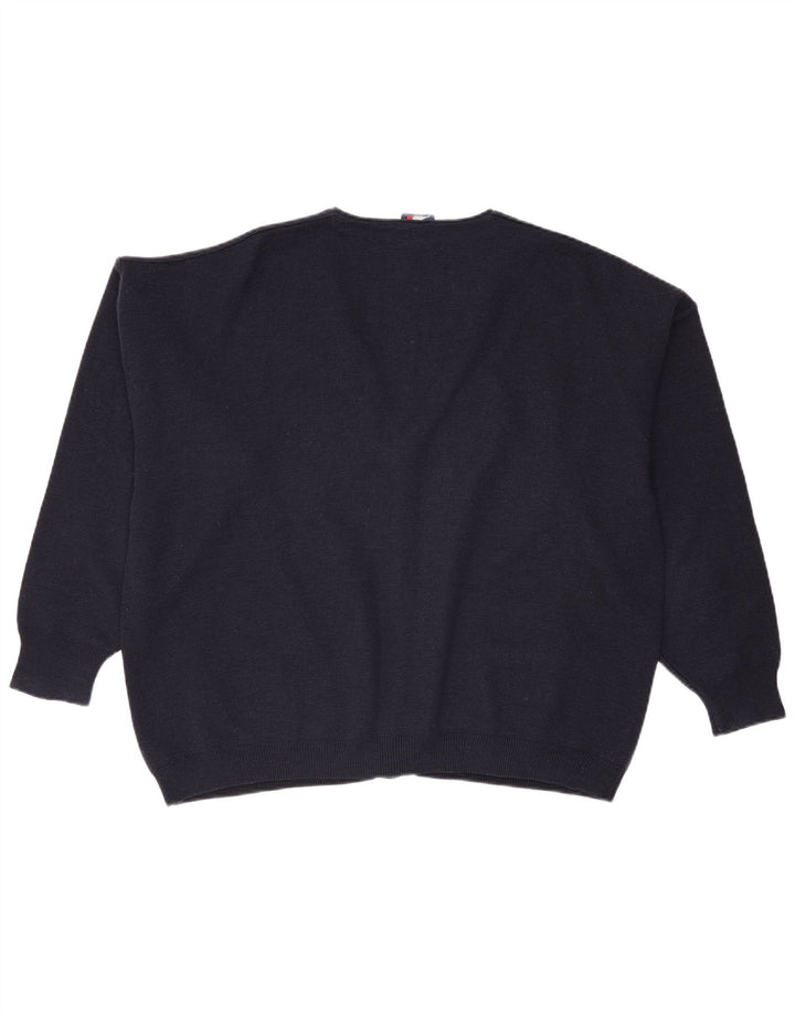 Cagi Herren-Strickjacke mit lockerer Passform, große marineblaue Wolle