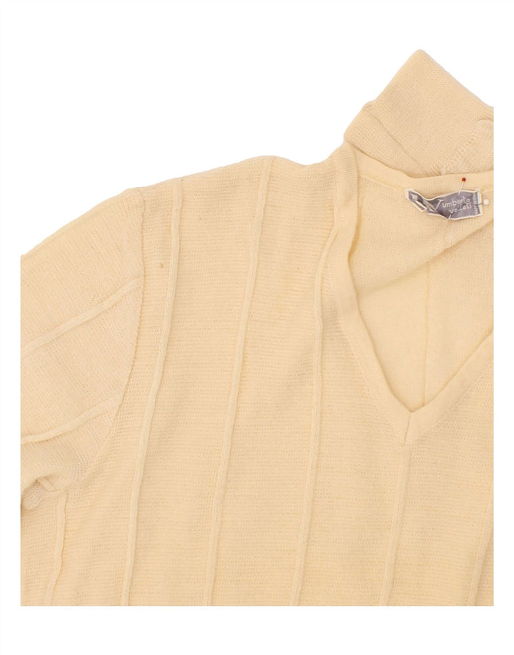 VINTAGE Womens V-Neck Jumper Sweater IT 48 XL Off White Wool Vintage Vintage and Second-Hand Vintage from Messina Hembry 