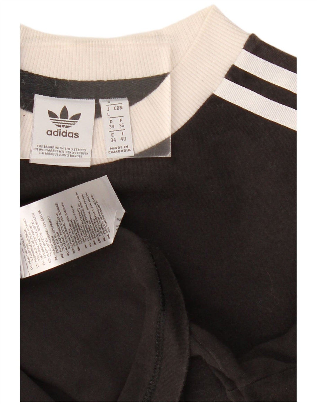 Adidas Damen Top Langarm UK 8 Small Schwarz Baumwolle