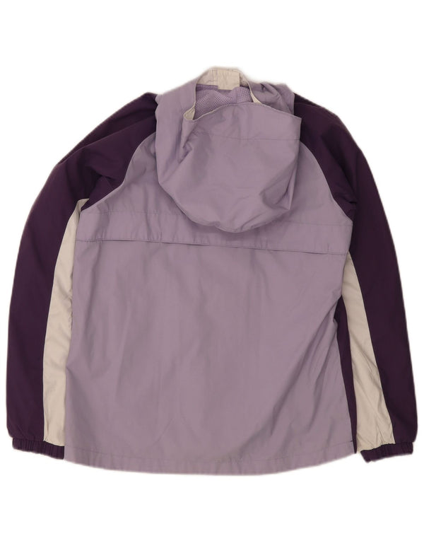 Columbia Mädchen-Regenjacke mit Kapuze, 14–15 Jahre, lilafarbenes Colourblock-Nylon