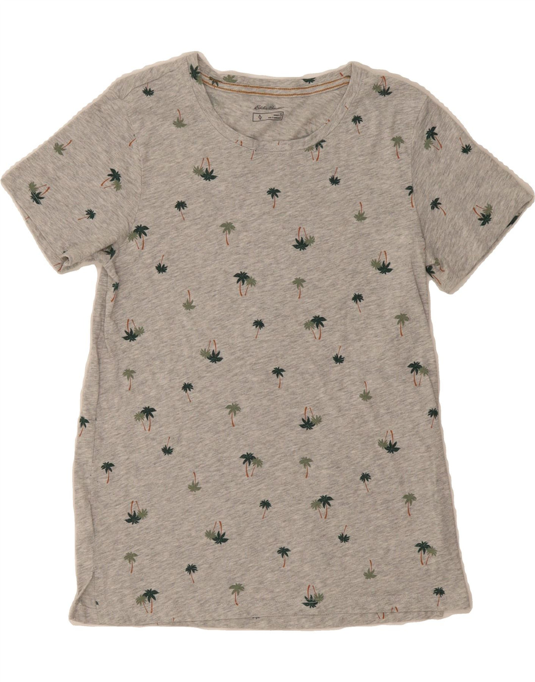 EDDIE BAUER Womens Abstract Pattern T-Shirt Top UK 10 Small Grey Cotton Vintage Eddie Bauer and Second-Hand Eddie Bauer from Messina Hembry 