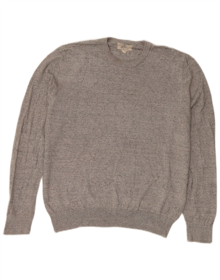Marks & Spencer Herren-Pullover mit Rundhalsausschnitt, groß, grau gesprenkelte Baumwolle