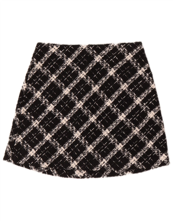 Zara Damen Minirock XS W24 Schwarz kariert
