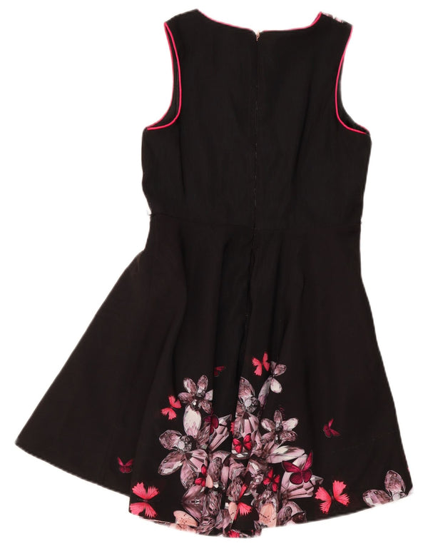 Ärmelloses A-Linien-Kleid für Mädchen von Ted Baker, 11–12 Jahre, schwarzes, geblümtes Nylon