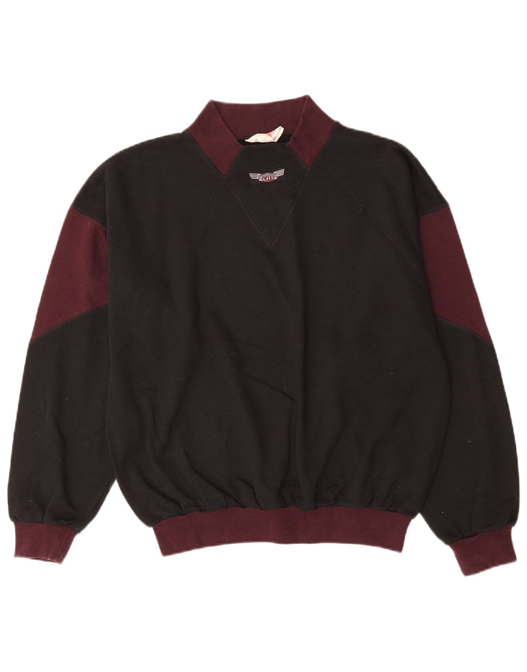 Vintage Herren Sweatshirt Pullover Medium Schwarz Colourblock Baumwolle
