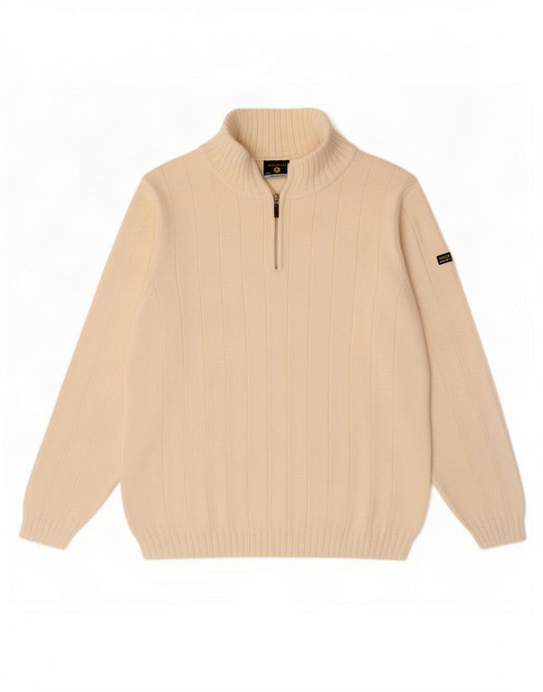 Navigare Herren-Pullover mit Reißverschluss am Hals, 2XL, cremefarbene Wolle