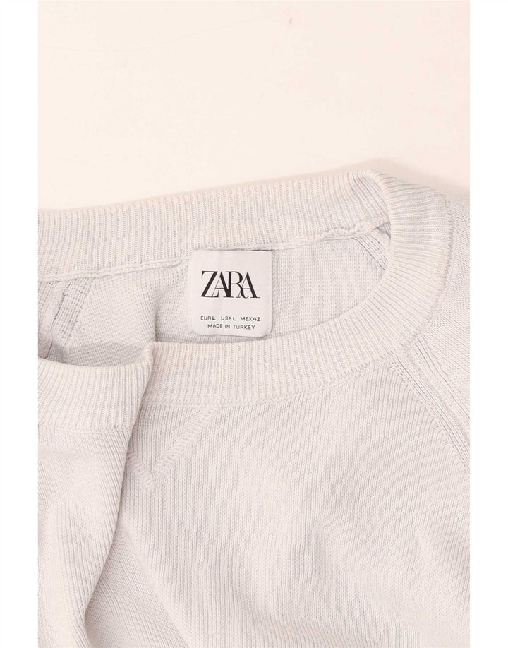 Zara Herren-Pullover mit Rundhalsausschnitt, Größe L, Grau