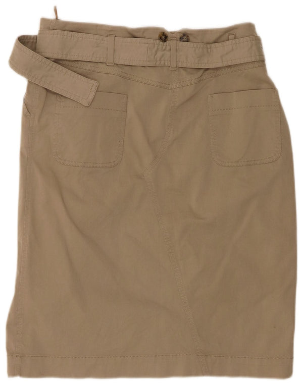 Max Mara Damen Weekend Straight Rock UK 14 Large W34 Khaki Baumwolle