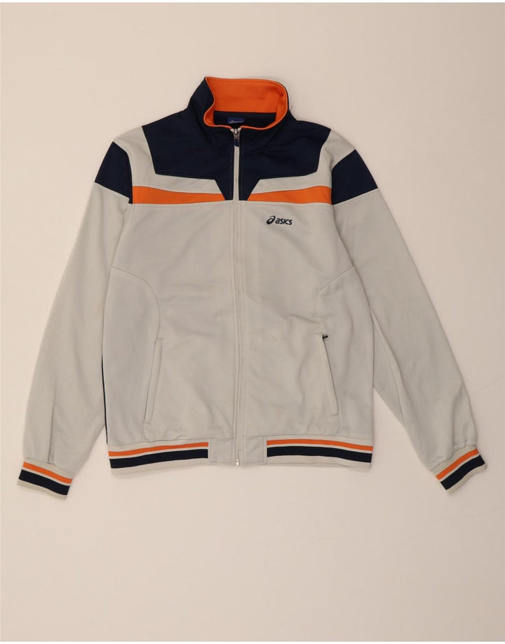 ASICS Womens Tracksuit Top Jacket UK 16 Large White Colourblock Polyester Vintage Asics and Second-Hand Asics from Messina Hembry 