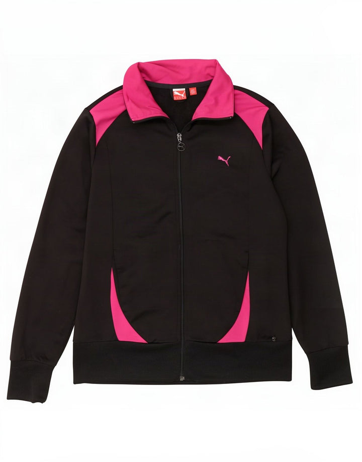 Puma Damen-Trainingsanzug-Top-Jacke, UK 16, groß, schwarzes Farbblock-Polyester