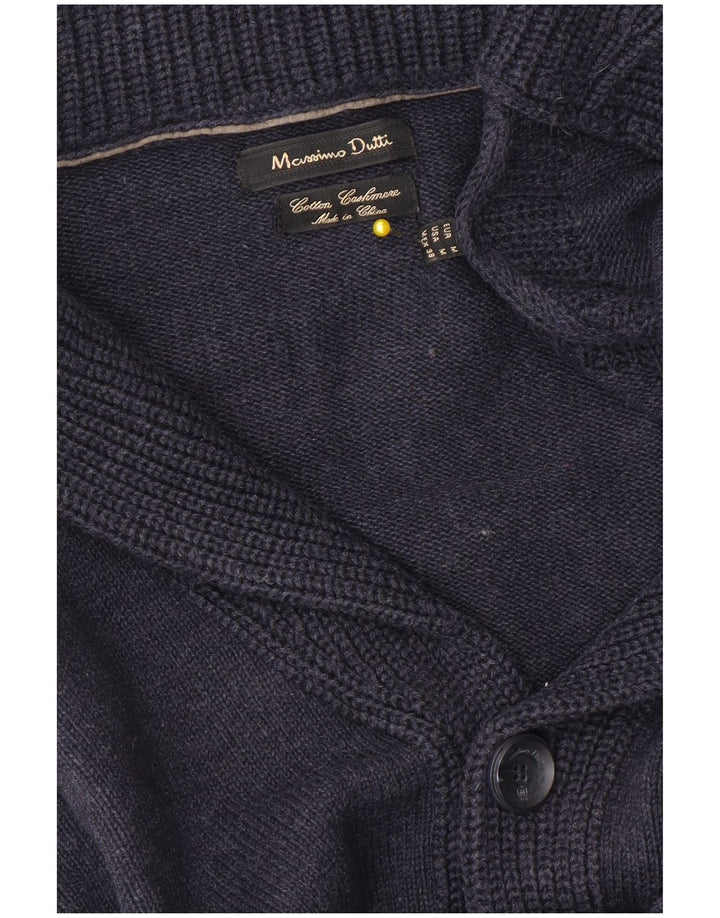 Massimo Dutti Herren-Strickjacke aus mittelblauer Baumwolle