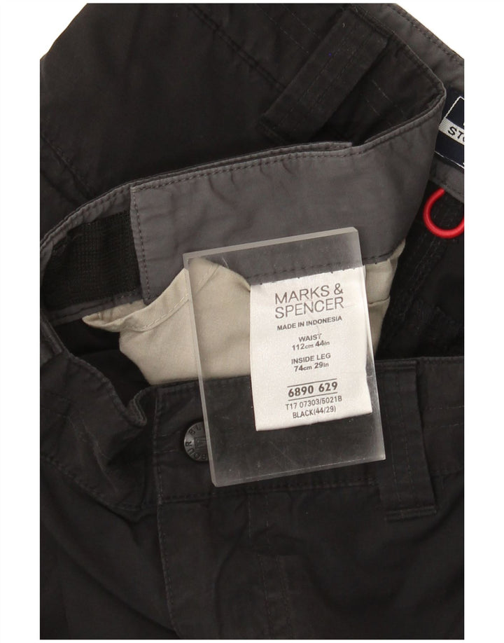 Gerade Herren-Cargohose von Marks & Spencer, W44, L29, schwarze Baumwolle