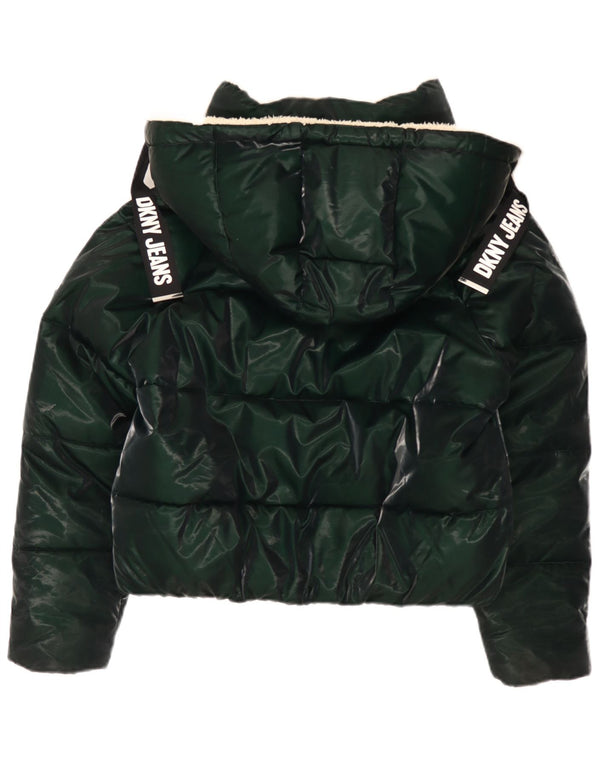 Dkny Damen-Kapuzen-Übergröße, wattierte Jacke, UK 10, Größe S, Grün, Polyester