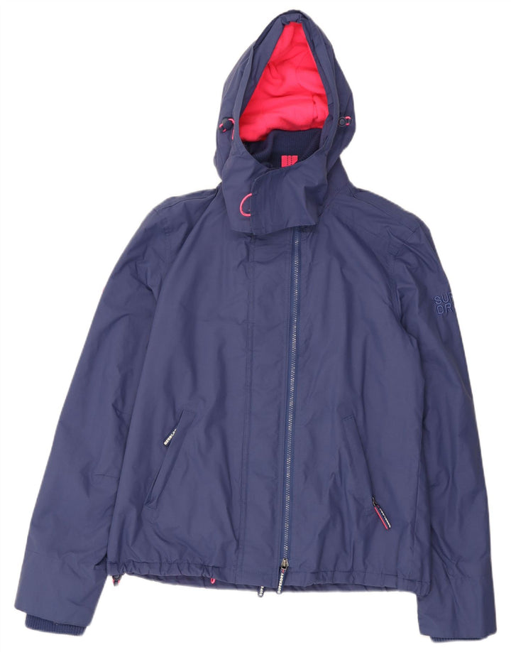Superdry Damen-Windbreakerjacke mit Kapuze, UK 16, Größe L, Blau, Farbblock