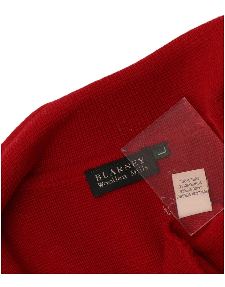 Blarney Woollen Mills Damen Strickjacke Pullover UK 16 Große rote Wolle