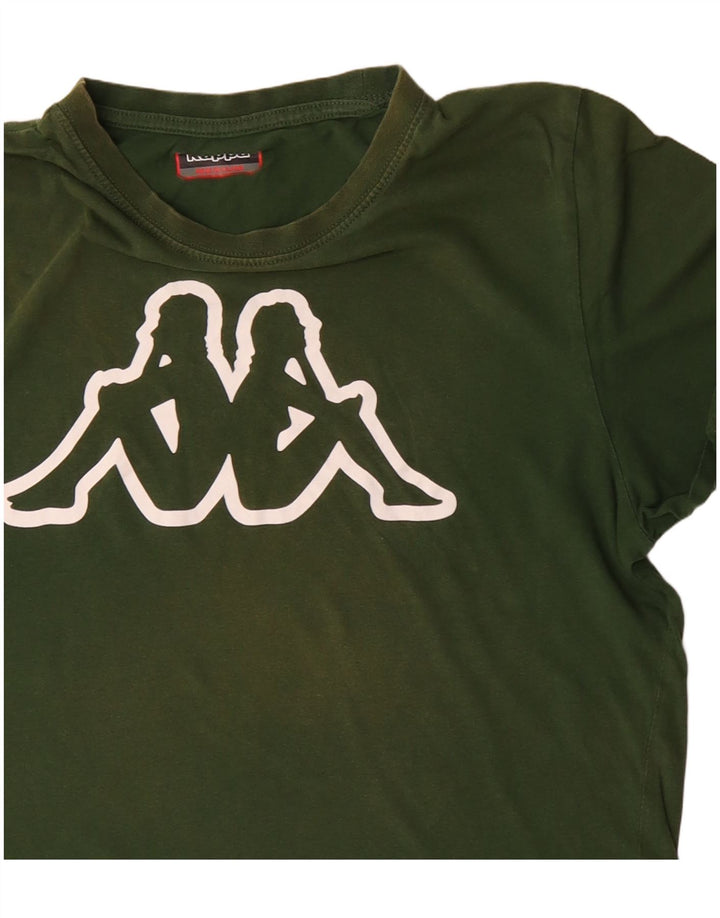 Kappa Herren Grafik-T-Shirt-Oberteil aus mittelgrüner Baumwolle