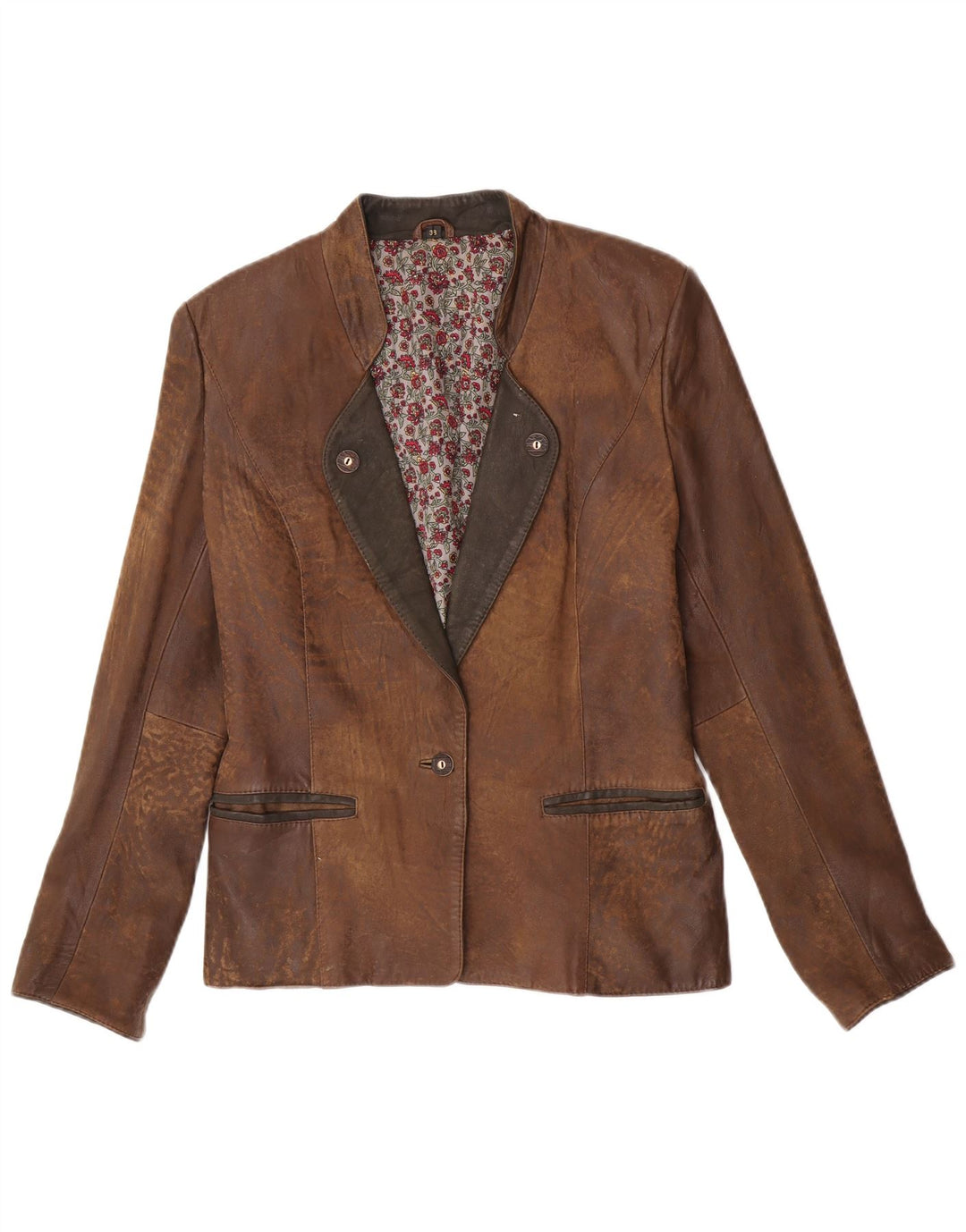 Vintage Damen 1-Knopf-Blazerjacke EU 38 Mittelbrauner Farbblock