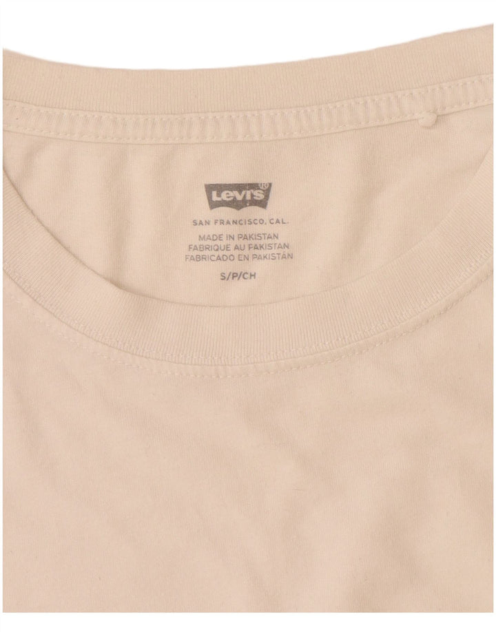 Levi's Damen-T-Shirt in Übergröße mit Grafik, UK 10, Größe S, cremefarbene Baumwolle