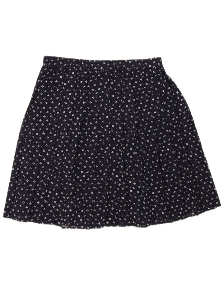 GVB Damen-A-Linien-Rock, UK 10, Größe S, W34, Marineblau, Blumenmuster, Polyester