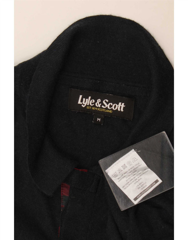 Lyle & Scott Herren-Pullover mit Rollkragen, mittelschwarz, kariert, Wolle