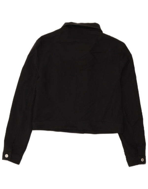 Benetton Damen Crop Bomberjacke UK 14 Large Schwarz Polyester