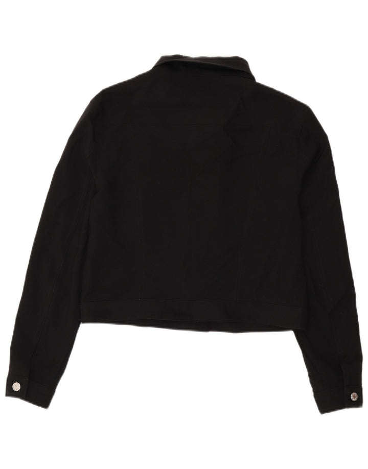 Benetton Damen Crop Bomberjacke UK 14 Large Schwarz Polyester