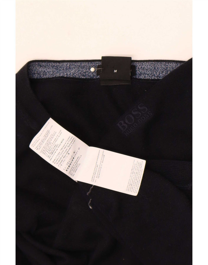 Hugo Boss Herren-Pullover mit Rundhalsausschnitt, reguläre Passform, mittelschwarze Baumwolle