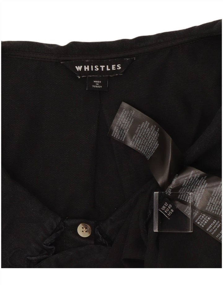 Whistle Womens Crop Shirt Bluse UK 12 Medium Schwarz Lycra