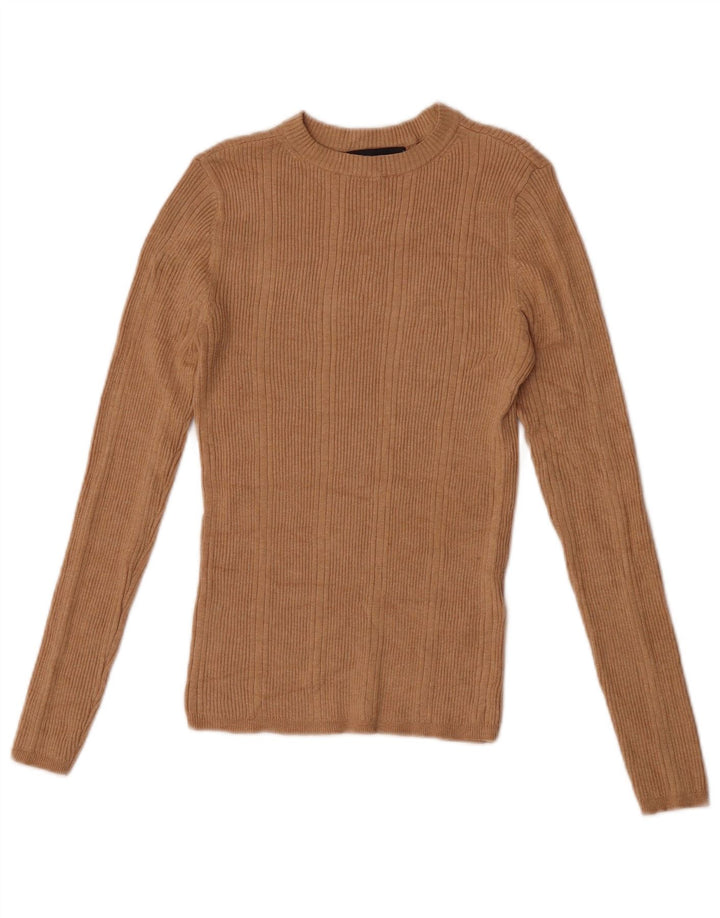 Marks & Spencer Damen Top Langarm UK 8 Small Beige Viskose