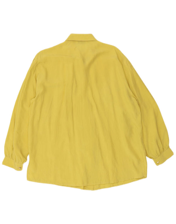 Vintage Damen Hemd IT 48 XL Gelbe Seide