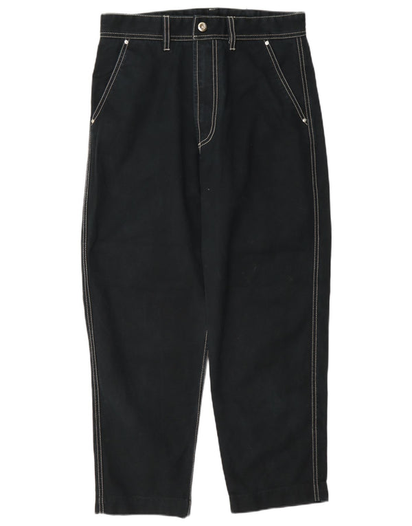 Diesel Damen Tapered Cropped-Hose W28 L25 Marineblaue Baumwolle