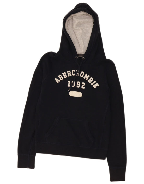 Abercrombie & Fitch Damen-Kapuzenpullover mit Grafik, UK 12, mittelschwarz, Baumwolle