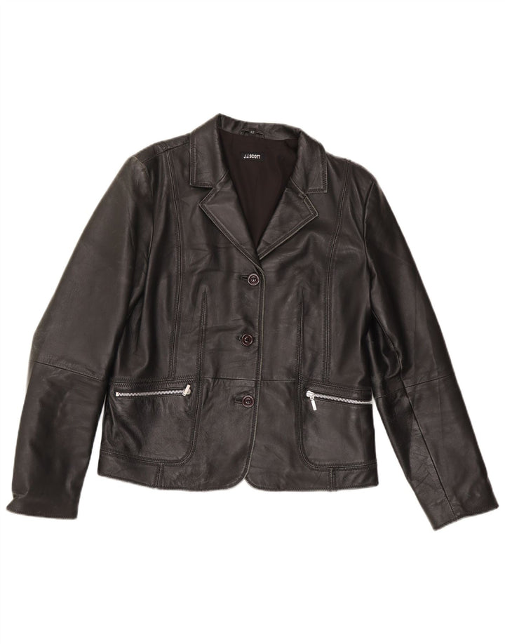J.J.Scott Damen 3-Knopf-Lederblazer IT 42 Mittelschwarz