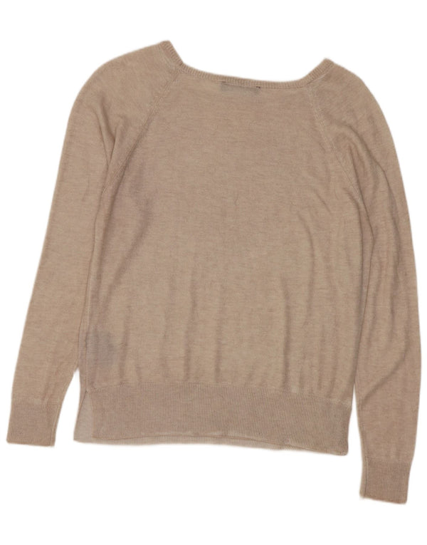 Zara Damen-Pullover mit U-Boot-Ausschnitt, Gr. 10, Größe S, Beige, Viskose
