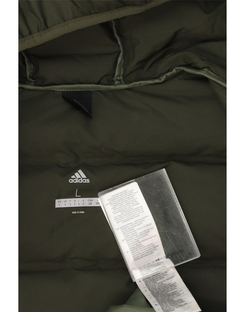 ADIDAS Mens Hooded Padded Gilet UK 40 Large Green Polyester Vintage Adidas and Second-Hand Adidas from Messina Hembry 
