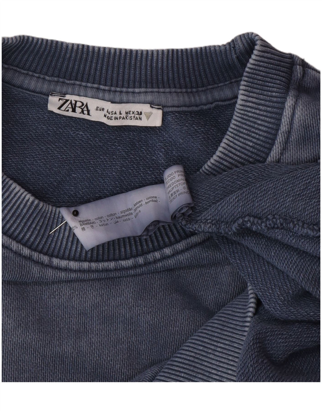 Übergroßer Damen-Sweatshirtpullover von Zara, Gr. 40, Größe L, Marineblau, Baumwolle