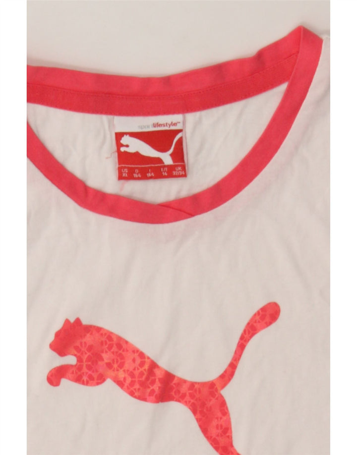 PUMA Girls Graphic Vest Top 13-14 Years White Vintage Puma and Second-Hand Puma from Messina Hembry 