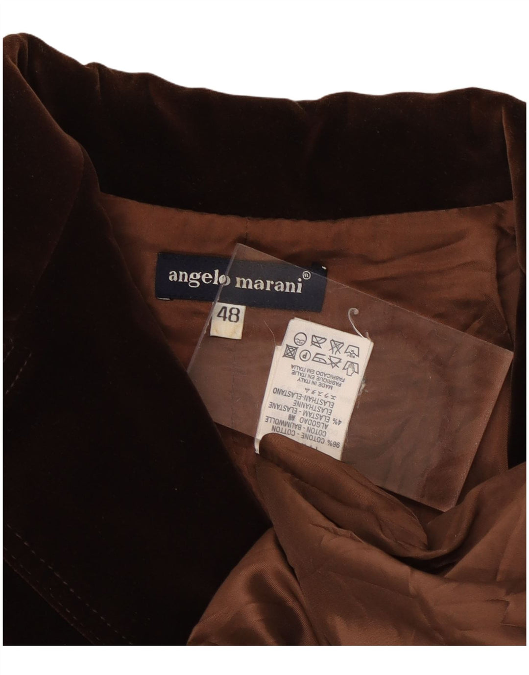 Angelo Marani Damen-Blazerjacke aus Samt mit 2 Knöpfen, IT 48, XL, braune Baumwolle