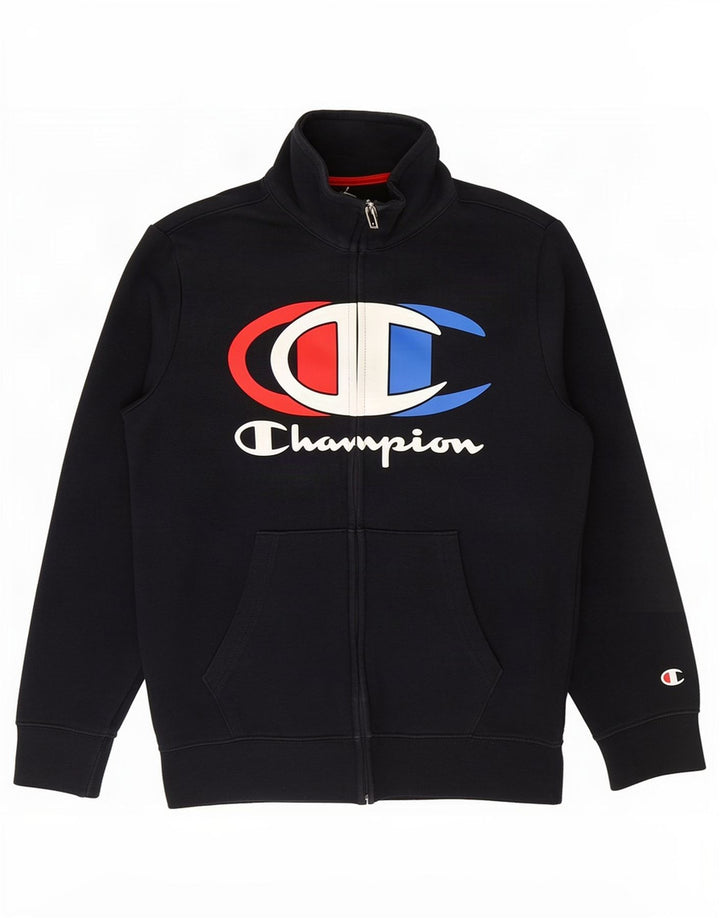 Champion Jungen-Trainingsanzugoberteil mit Grafik, 9–10 Jahre, mittleres Marineblau
