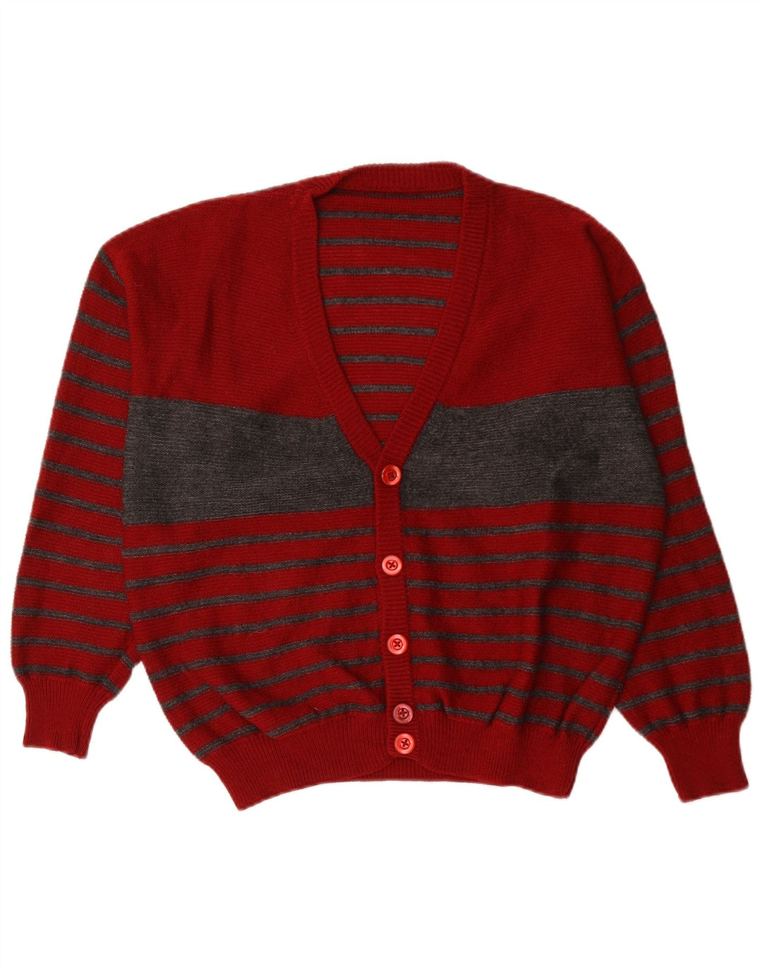 Vintage Herren-Cardigan-Pullover, groß, rot, Farbblock