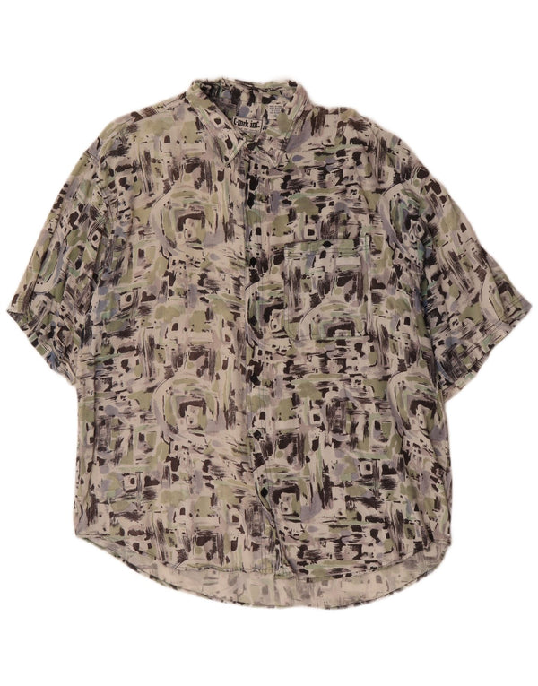 Vintage Herren Abstraktes Muster Kurzarmhemd XL Mehrfarbig Rayon
