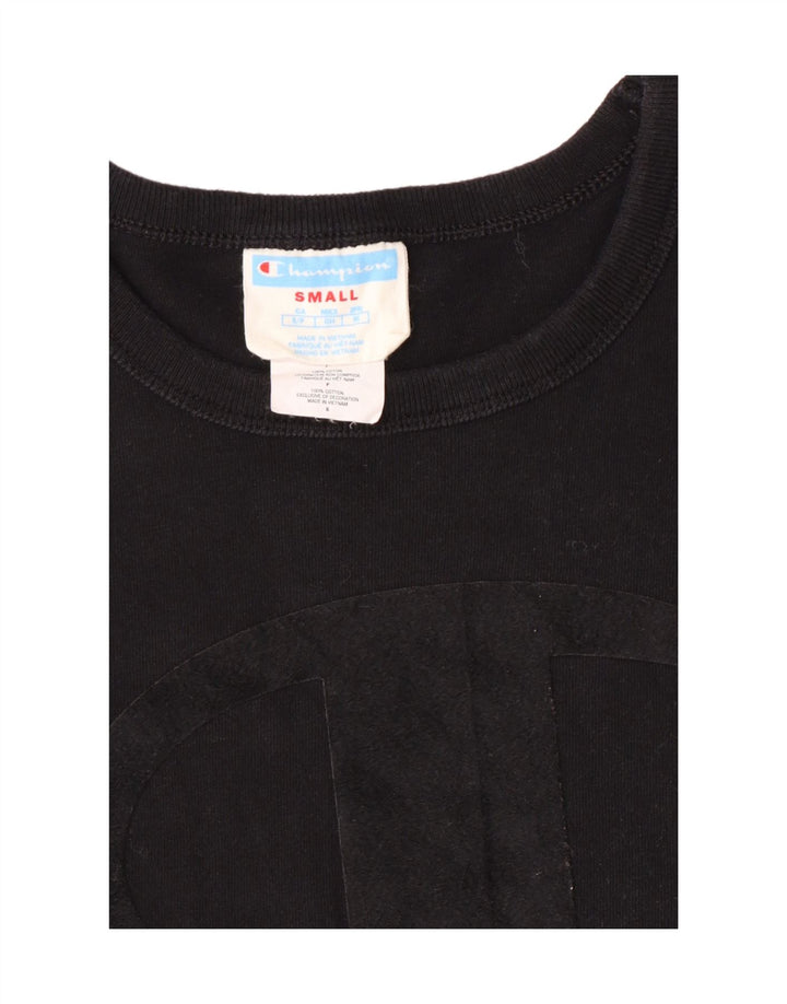 Champion Womens Graphic T-Shirt Top UK 10 Small Schwarz Baumwolle