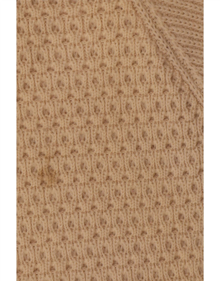 Vintage Herren-Pullover mit U-Boot-Ausschnitt, große beige Wolle