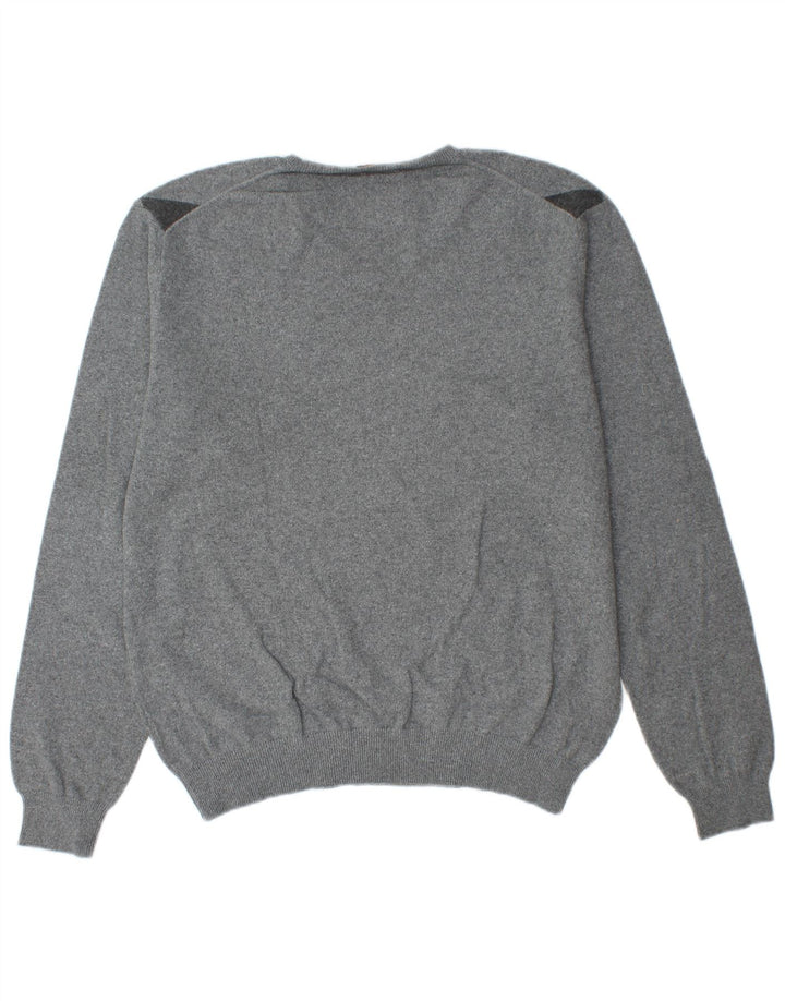 Sun68 Herren-Pullover mit V-Ausschnitt, groß, graue Argyle-/Diamant-Baumwolle