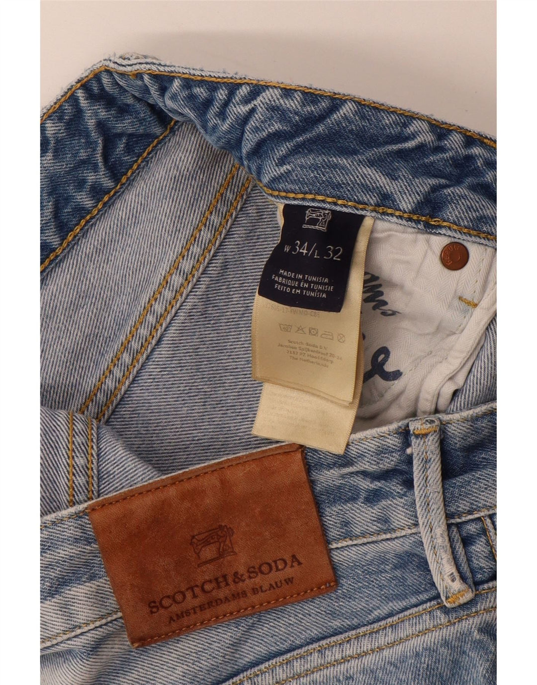 SCOTCH & SODA Herren Straight Jeans W34 L32 Blaue Baumwolle
