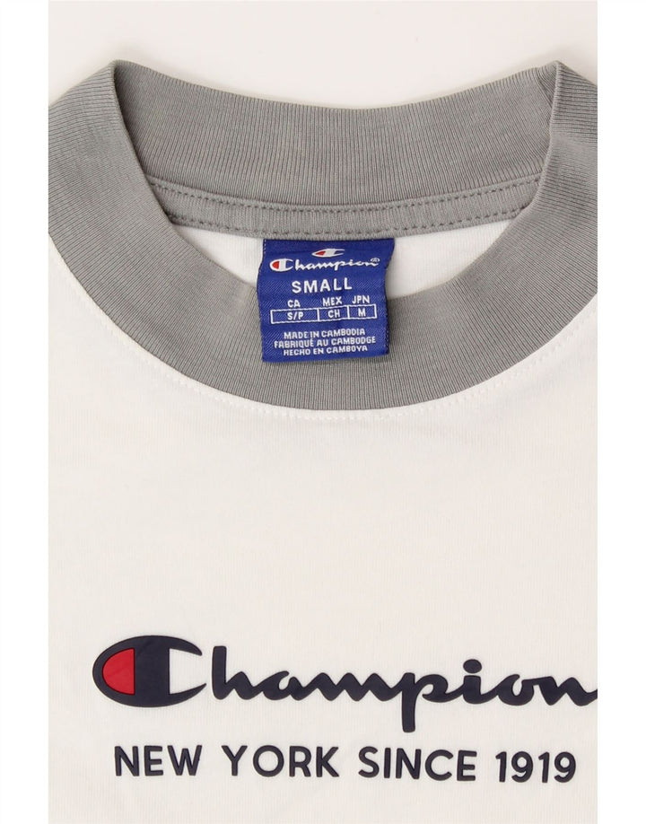 Champion Damen Grafik-T-Shirt-Oberteil UK 10 Small Weiß